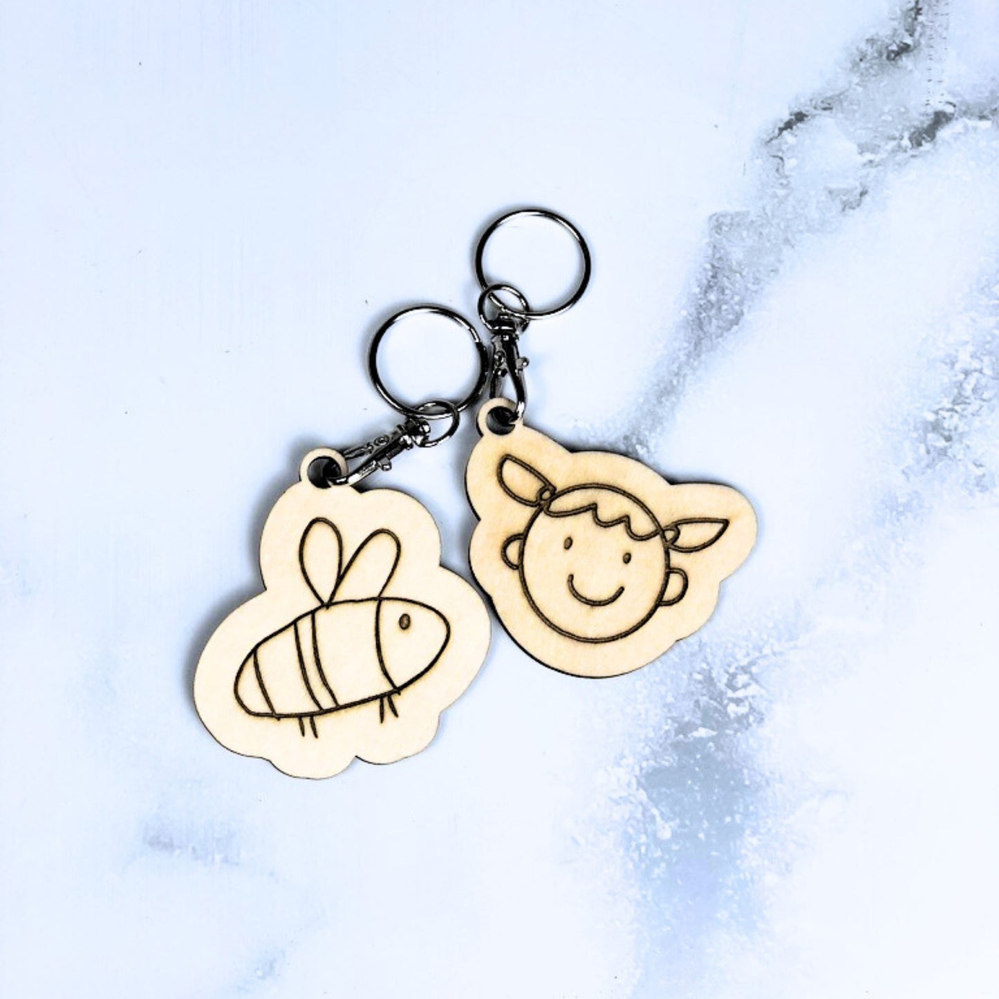 Children handdrawing keychain with engraved drawing, baby drawing customized keychain, customized keychain, Father's Day gift idea,