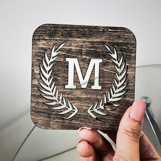 Laser Cut Personalized Initial Monogram Coaster, Wedding Coaster, Wedding Favor, Wooden Coaster, Custom gift, Mother’s day/father’s Day gift