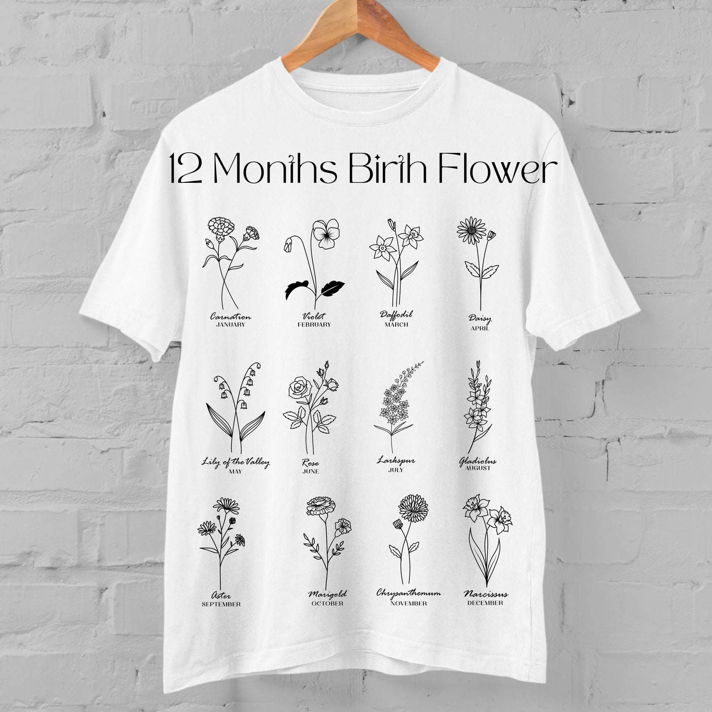 Birth month flower personalized t-shirt.