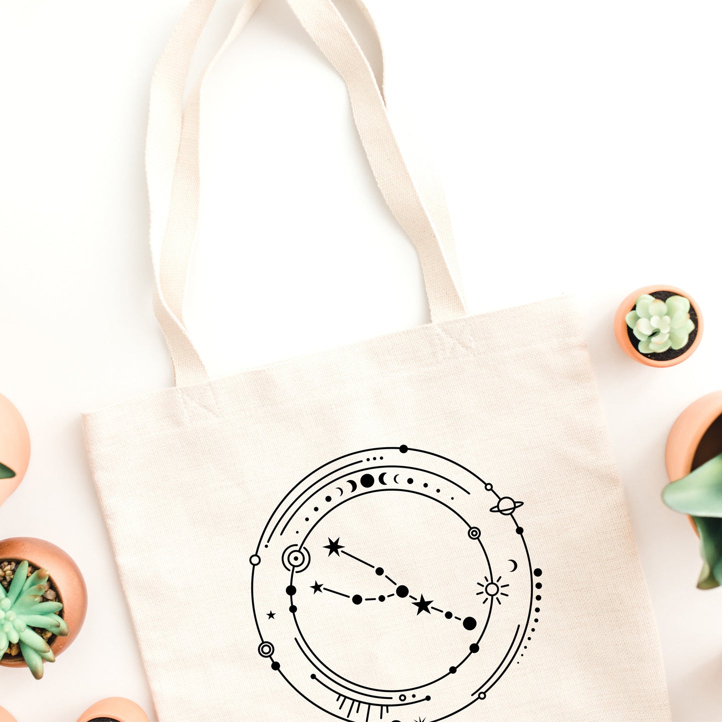 Libra Horoscope Zodiac Celestial Sign Canvas Tote Bag