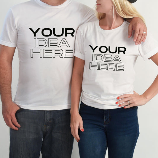 Personalized Shirts for you and your loved one, Custom Couple's shirt set. Two of Your Custom T-shirt, Put Your idea Here.