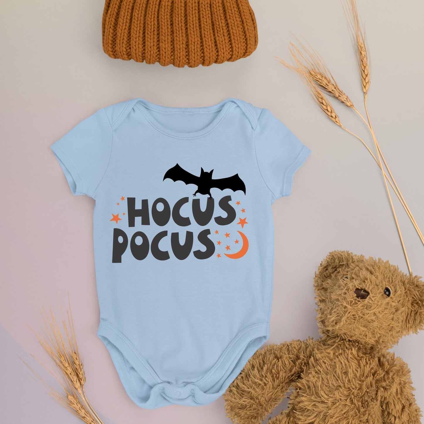 Hocus Pocus cute Halloween theme bat design for baby Halloween bodysuit/ onesies.