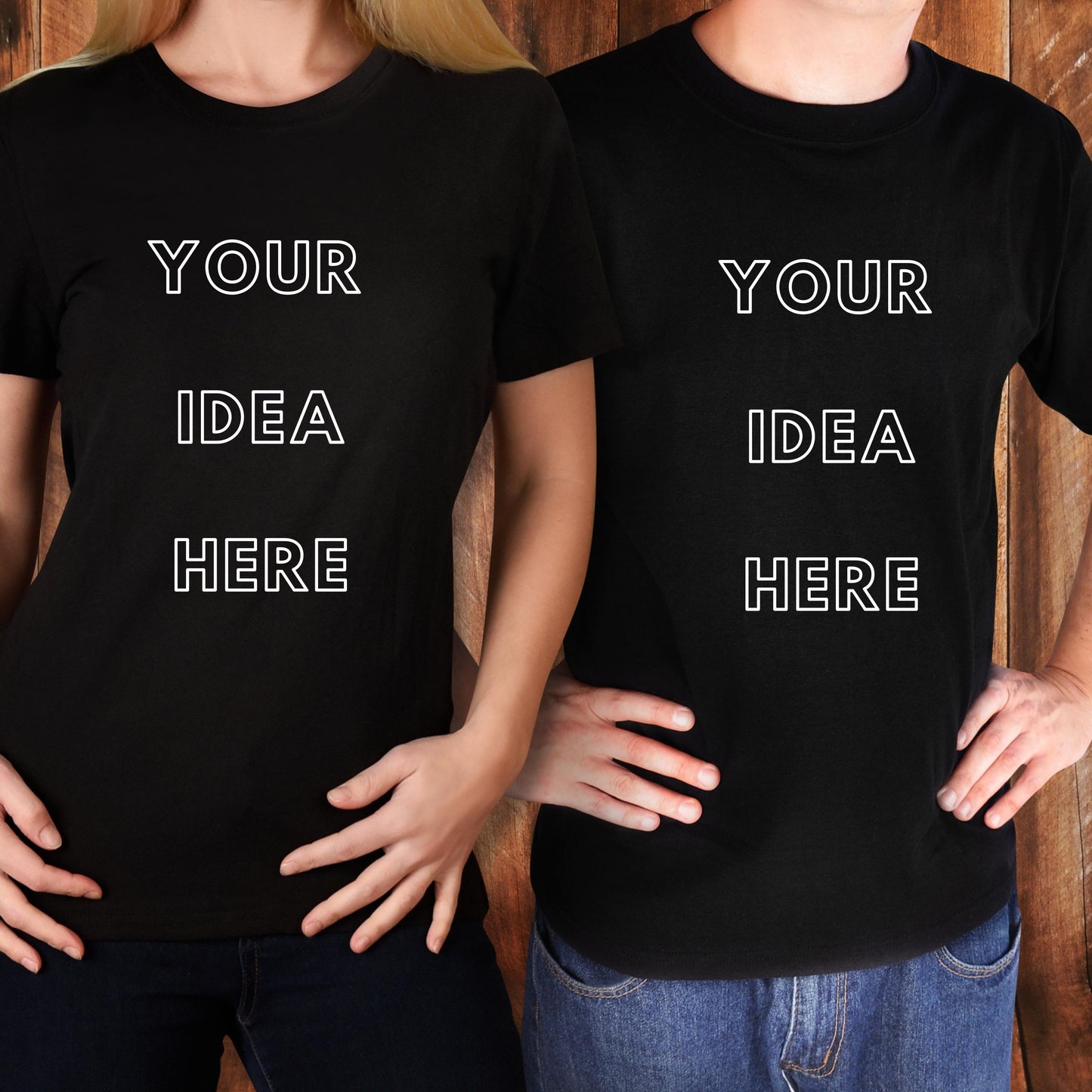 Personalized Shirts for you and your loved one, Custom Couple's shirt set. Two of Your Custom T-shirt, Put Your idea Here.