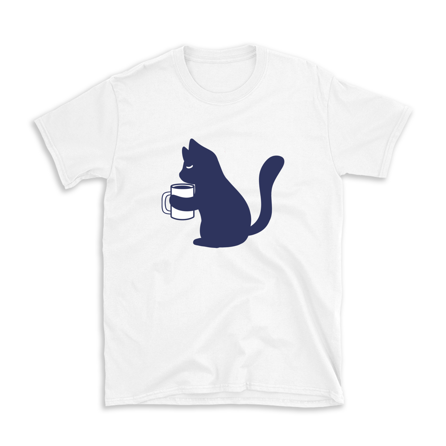 Cat holding a coffee fun T-shirt, gift for him or her who loves cats and coffee