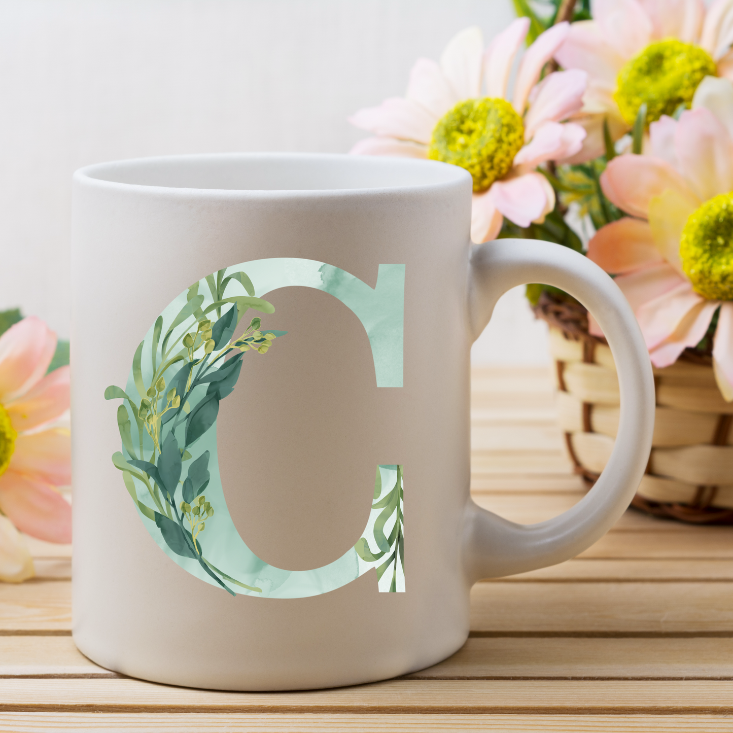 Couple's mug set, Two mugs couple gift set, Watercolour Letter with your name. Great gift for couples.